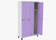 Roupeiro De Aço Guarda-Volume Locker 3 Portas Montável Lilas - MARZO VITORINO