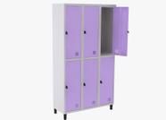 Roupeiro De Aço Guarda-Volume Locker 6 Portas Montável Lilas - MARZO VITORINO