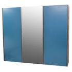 Roupeiro Veneto 3 Portas MDF cor Olmo e Azul com 1 Porta Espelhada 275 cm - 73029
