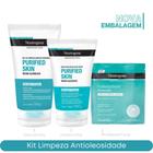 Sabonete Facial Purified Skin 150g Antiolesidade + Esfoliante Facial Pele Oleosa Neutrogena + Máscara Tecido Detox