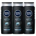 Sabonete líquido masculino Nivea Deep Clean Rock Salts 500 ml, pacote com 3 - Nivea Men