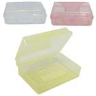 Saboneteira de pia de plastico retangular com trava + tampa transcolor 10,5x7,5x4cm - ERCA PLAST