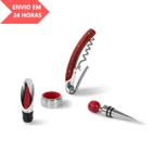 Saca-Rolha Kit Vinho com Tampa, Arejador e Corta-Gotas (4 Peças)