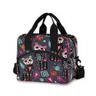 Saco de almoço Sugar Skull Flower Cat Lunchbox Organizador isolado Homens Impermeáveis Mulheres Tote Cooler Bolsa Ajustável Alça de ombro para crianças Meninas Meninos Escritório de Escritório Piquenique