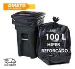 Saco De Lixo 100l C/100 Un Preto Hiper Reforçado 0,14 Forte - Direto da Fábrica