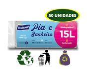 Saco de Lixo 50 Un 15 Litros Branco Perfumado Pia Banheiro - DOBRASIL