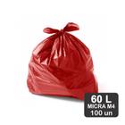 Saco de Lixo 60 Litros Vermelho M4 Reforçado 100un Plast Veneza