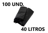 Saco De Lixo Preto Reforçado 40 Litros - Pacote 100 Und. - MTM