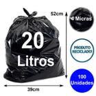 Saco de lixo reciclável preto 20 litros 52x39 4 micra 100 un