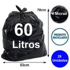 Saco de lixo reciclável preto 60 litros 70x53 4 micra 25 un