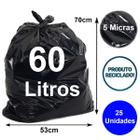 Saco de lixo reciclável preto 60 litros 70x53 5 micra 25 un