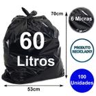 Saco de lixo reciclável preto 60 litros 70x53 6 micra 100 un