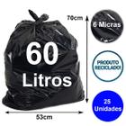 Saco de lixo reciclável preto 60 litros 70x53 6 micra 25 un