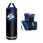 Saco de Pancada Boxe Stylo 70 + Luva de Treino Bate Saco Infantil