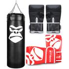 Saco De Pancada Boxe Treino Profissional 90 Cm + Luva Bate Saco Pro Adulto + Luva Infantil Gorilla