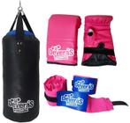 Saco de Pancada Cheio 60 cm + Luva Boxe Luva Bate Saco + Bandagem Muay Thai Bandagem Boxe