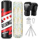 Saco de pancadas YORWHIN preenchido com esponja de 5 kg e luvas de boxe de 350 ml