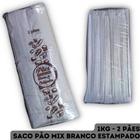 Saco de Papel Kraft Branco Pão Mix Estampado "Pães Quentinhos Doces e Salgados" - 1kg 2 Pães - 500 Unidades - Mancini