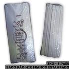 Saco de Papel Kraft Branco Pão Mix Estampado "Pães Quentinhos Doces e Salgados" - 3kg 6 Pães - 500 Unidades