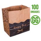 Saco de Papel Kraft GG Happy Food 30x19x31cm Imballa