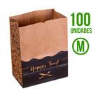 Saco de Papel Kraft M Happy Food 24x14x30cm Imballa