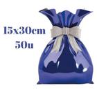 Saco de Presente Metalizado 15x30cm 50u Azul Acetinado