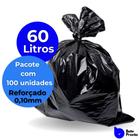 Saco Lixo Preto 60litros Mais Forte Reforçado Uso doméstico - Pavão