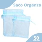 Saco Organza - Saquinho 9x12 Azul C/ 50 Para Lembrancinha - Nybc