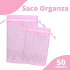 Saco Organza - Saquinho 9x12 Rosa C/ 50 Para Lembrancinha - Nybc