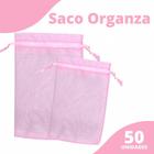 Saco Organza - Saquinho Rosa 13x18 cm - C/ 50 Para Lembrancinha - BRX