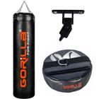 Saco Pancada Profissional Boxe 180 Cm Com Engate No Fundo + Base Fixação Chão + Suporte Teto Gorilla