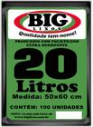 Saco para Lixo BIG PRT 20L Fardo institucional com 100 unidades de saco - Big Lixos