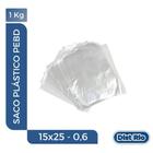 Saco plástico pebd 15x25 - 0,06 1kg