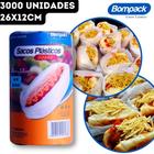 Saco Plástico Picotado Hot Dog Cachorro Quente Bompack - 26x12cm - CX 3000 Unidades (6x500pct)