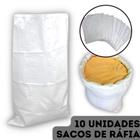 Saco Ráfia Branco Entulho Grãos Ração Ecosak Reciclável - 50x70cm 40kg - 10 Unidades