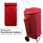 Sacola Carrinho De Compras Transporte Reforçada Com Bolsos Vermelho