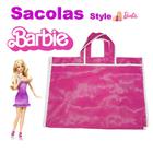 Sacola de Feira Style Barbie - Supermercado - Sacolas Retornavel - Nylon Grande - ROSA - Panami