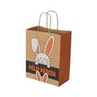 Sacola kraft feliz pascoa m2 20x15x25 cm com 10 un.