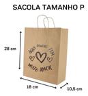 Sacola Kraft Personalizada Coração P 50 Unidades