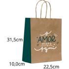 Sacola para Presente Decorada AMOR Mora Aqui MD 22,5X31,5X10 PCT.C/10