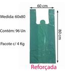 Sacola Plástica Reciclada Grossa Reforçada Verde 60x80 Com 4kg
