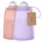 Sacos de armazenamento de leite de silicone Momcozy reutilizáveis de 250 ml (roxo claro e pasta de feijão)