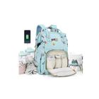 Sacos de fraldas Mochila Baby Bag para mãe pai baby girls boy, cute mult fralda fralda fralda bolsa viagem de volta pacote de volta, impermeável maternidade trocando saco baby material com porta de carregamento USB Alças grande azul