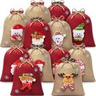 Sacos de presente de Natal FLOE Burlap Drawstring 20x25cm 12 unidades