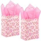 Sacos de Presente Mini DjinnGlory - Estampa Leopardo Rosa - Pacote com 24 Unidades