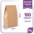 Sacos Kraft Para Delivery - PP (18x10x25) - 100 unidades - Sem Impressão - Liso