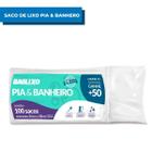 Sacos Para Lixo Pia Banheiro 34cm x 38cm Rolo com 100 Unidades Saquinhos Branco