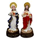 Sagrado Coração De Jesus E De Maria Resina Lindo 15cm