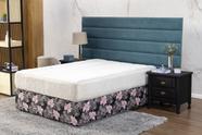 Saia Box Fit Cama Queen Capa Elástica Malha Gel 1 Peça Estampa 23 Floral Cinza e Rosa - Ametista Decorações