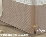 Saia Cama Box Baú Casal Matelada com Pingente Caqui